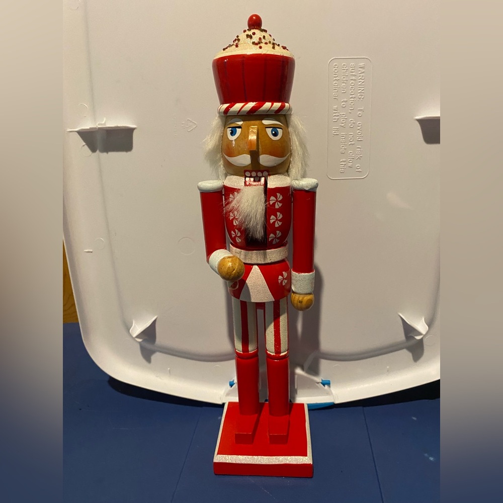 Red and White Nutcracker Figurine